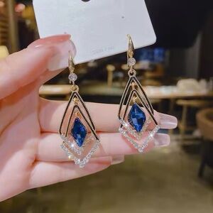 Elegant Gold and Blue Drop Earrings